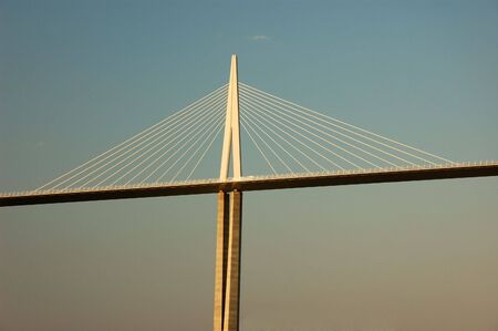 Pylon of the Millau Viaduct in Franceのeditorial素材