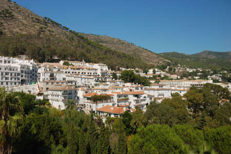 Traditional spanish white houses in Malaga, Spainの写真素材