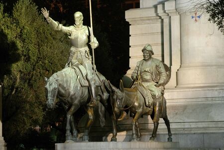  Spain Square, Madrid, Don Quijote and Sancho Panzaの写真素材