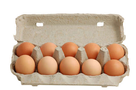 Eggs in a box isolated