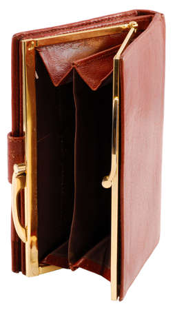 Empty wallet isolated over white backgroundの写真素材