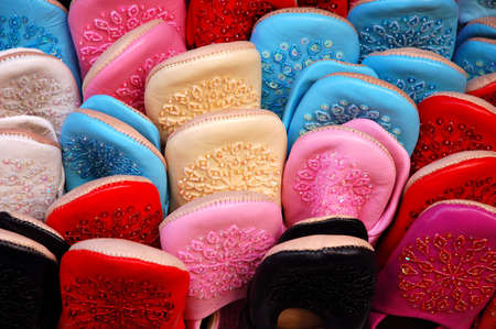 colorful oriental shoes の写真素材