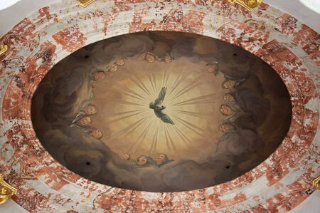 Frescos in the St. Charles Cathedral in Vienna, Austriaの写真素材