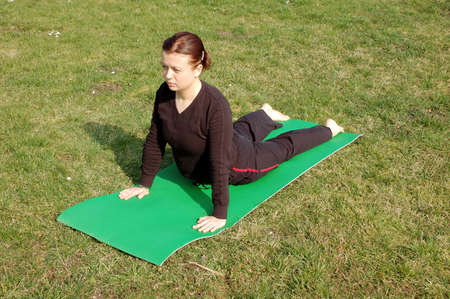 Girl Doing Yogaの写真素材