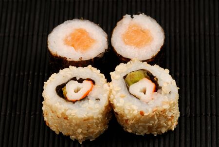 Sushi maki and California rollsの写真素材