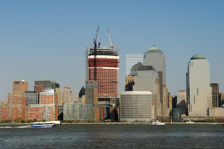 Manhattan skyline with Ground Zero construction siteの写真素材