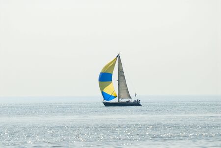 Sailing yacht in the seaの写真素材