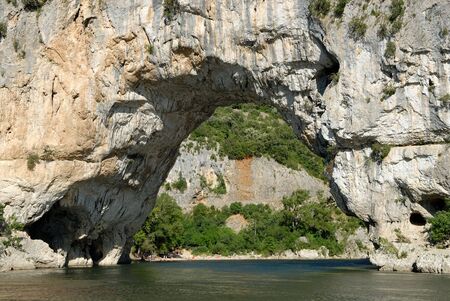 Pont d'Arc (arch bridge) over the Ardèche River, Franceの写真素材