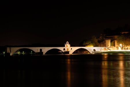 Pont Saint-Bénezet (Pont d'Avignon) famous medieval bridge in the town Avignon, southern Franceの写真素材