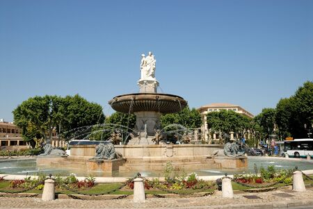Fountain (La Rotonde) in Aix-en-Provence, southern Franceの写真素材