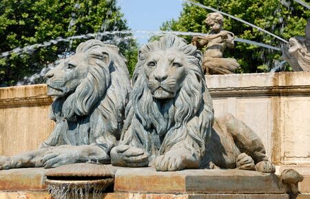 Lion statues in Aix-en-Provence, southern Franceの写真素材