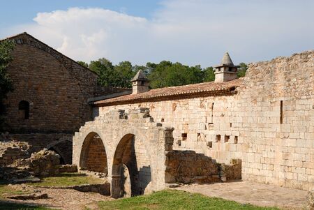 Ruin of the medieval cloister in Franceの写真素材