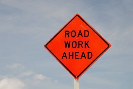 Road work ahead signの写真素材