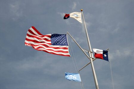 USA and Texas state flags in Corpus Christi, TX USAの写真素材