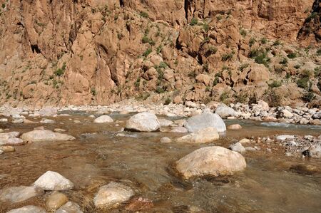 Mountain river in Dades Valey, Morocco Africaの写真素材