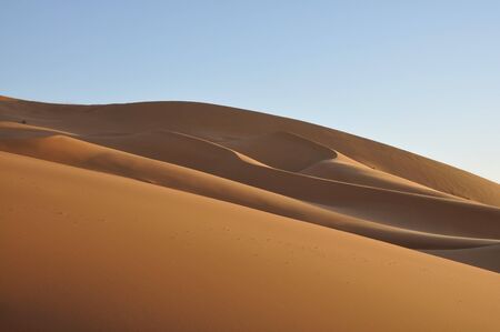 Sand dunes in the Sahara desert, Merzouga Morocca Africaの写真素材