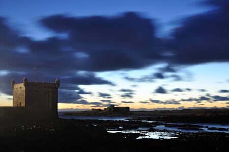 Ramparts of Essaouria at dusk, Morocco Africaの写真素材
