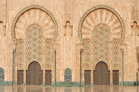 Detail of Hassan II Mosque in Casablanca, Moroccoの写真素材