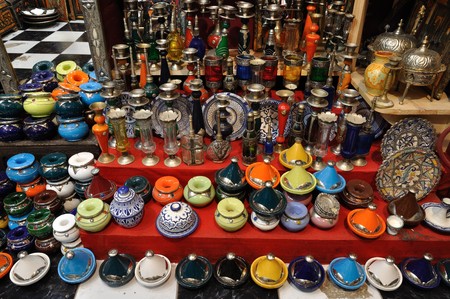 Souvenir shop in the medina of Marrakech, Moroccoの写真素材
