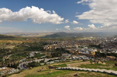 Aerial view over the city of Fes, Moroccoの写真素材