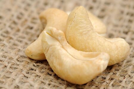 Cashews on burlap の写真素材