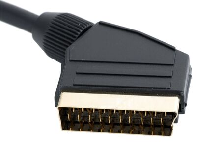 Scart cable isolated over white backgroundの写真素材