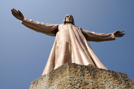 Jesus Christus Statue at Temple del Sagrad Cor in Barcelona, Spainの写真素材