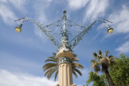 Ancient lantern in Barcelona, Spainの写真素材