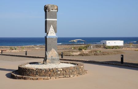 Traditional saline and whale skeleton on Canary Island Fuerteventura, Spain