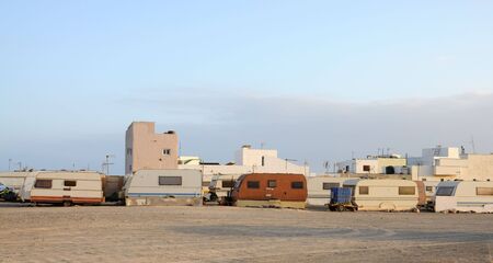 Trailer park on Canary Island Fuerteventura, Spainの写真素材