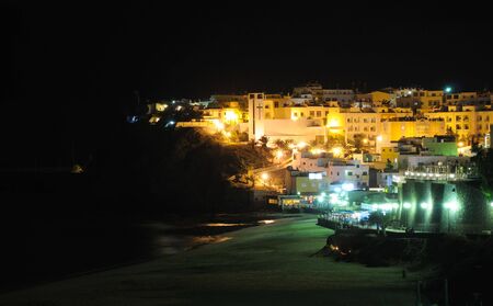 Town Morro Jable illuminated at night. Canary Island Fuerteventura, Spainの写真素材