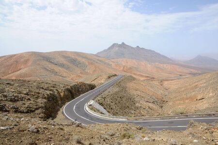 Mountain road on Canary Island Fuerteventura, Spainの写真素材