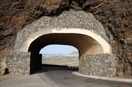 Tunnel in a mountain. Tenerife, Spainの写真素材
