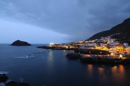 Town Garachico at night. Canary Island Tenerife, Spainの写真素材