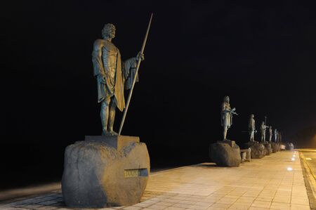 Statues of Guanches Kings in Candelaria. Canary Island Tenerife, Spainの写真素材