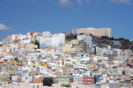 Colorful houses in Las Palmas de Gran Canaria, Spainの写真素材