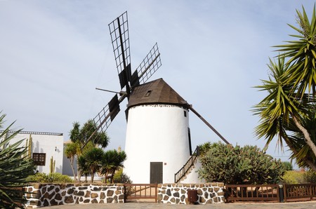 Traditional windmill in Fuerteventura, Canary Islands Spainの写真素材