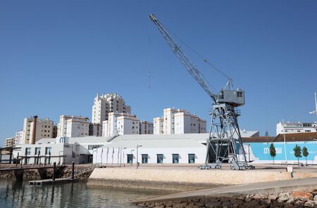 Crane in the old docks of Portimao, Portugal. Photo taken at 24 of July 2010のeditorial素材