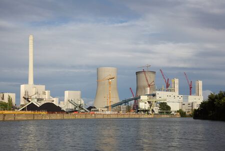 Nuclear power plant on the river bankのeditorial素材