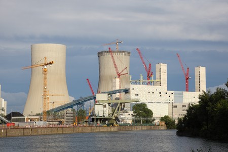 Nuclear power station on the river bankのeditorial素材