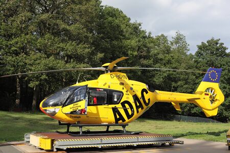 ADAC air rescue helicopter. ADAC (Allgemeiner Deutscher Automobil-Club e.V.) is Germany's and Europe's largest automobile club. Photo taken at 16th of September 2010 in Siegen, Germanyのeditorial素材