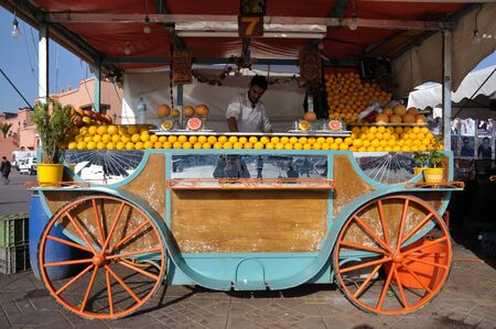 Orange juice seller at Djemaa el Fna square in Marrakesh Morocco. Photo taken at 22th of November 2008のeditorial素材