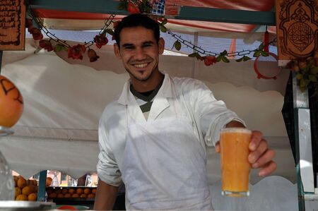 Orange juice seller at Djemaa el Fna square in Marrakesh Morocco. Photo taken at 22th of November 2008のeditorial素材