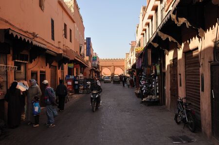 Street scene in the old town of Marrakesh, Morocco. Photo taken at 22th of November 2008のeditorial素材