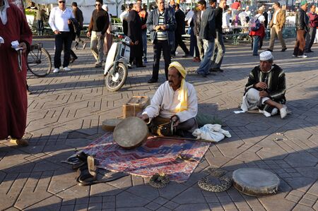 Snake charmer at Djemaa el Fna square in Marrakech, Morocco. Photo taken at 22 of November 2008のeditorial素材