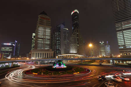 Roundabout at Oriental Pearl Tower in Pudong, Shanghai. Photo taken at 17th of November 2010のeditorial素材