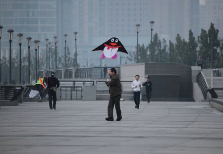 Chinese dragon kites at The Bund in Shanghai, China. Photo taken at 17th of November 2010のeditorial素材