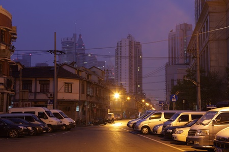 Street at night in Shanghai, China. Photo taken at 16th of November 2010のeditorial素材