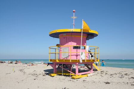 Art Deco Lifeguard tower at Miami Beach, Florida USA. Photo taken at 13th of November 2009のeditorial素材