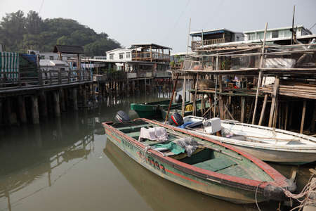 Fishing village Tai O at Lantau island in Hong Kong. Photo taken at 1st of December 2010のeditorial素材